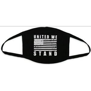 United We Stand American Flag Black 100% Cotton Face Mask